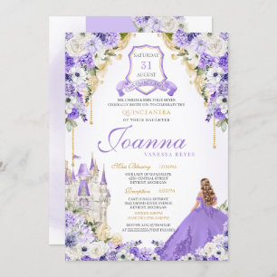 Lavender Purple Gold Royal Princess Castle Quince Invitation