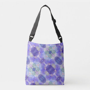 Lavender purple, Green abstract floral  Crossbody Bag