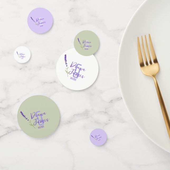Lavender purple & Green Wedding table Confetti (Group)