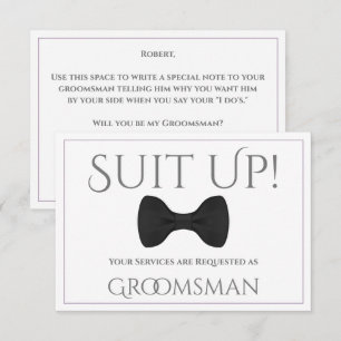 Lavender Purple & Grey Be My Groomsman Card