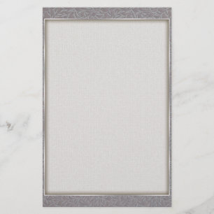 Lavender Purple Grey Embossed Leaf Vines Brocade Stationery