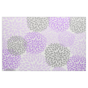 Lavender Purple Grey Modern Dahlia floral print Fabric