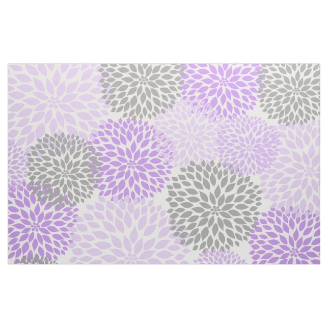 Lavender Purple Grey Modern Dahlia floral print Fabric (Yard)