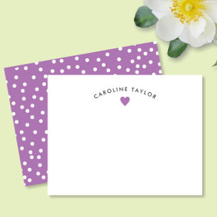 Lavender Purple Heart & Dots Cute Girly Card