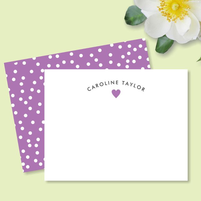 Lavender Purple Heart & Dots Cute Girly Card (Creator Uploaded)
