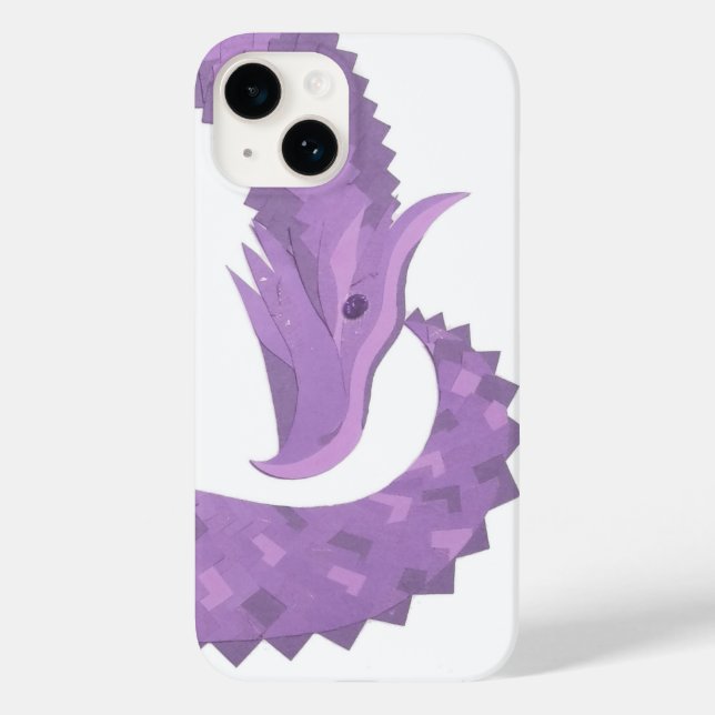 Lavender purple heart dragon on white Case-Mate iPhone case (Back)