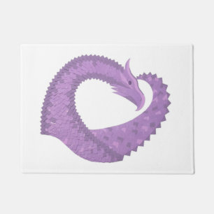 Lavender purple heart dragon on white doormat