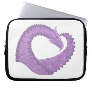 Lavender purple heart dragon on white laptop sleeve