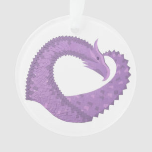 Lavender purple heart dragon on white ornament