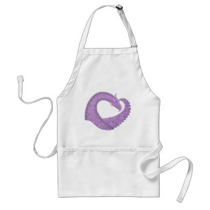 Lavender purple heart dragon on white standard apron