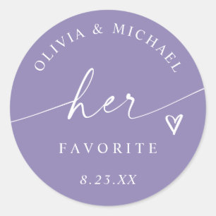 Lavender Purple Her Favorite Wedding Treat Bag Classic Round Sticker