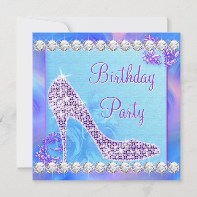 Lavender Purple High Heel Shoe Birthday Party Invitation (Front)