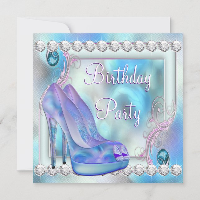 Lavender Purple High Heel Shoe Birthday Party Invitation (Front)