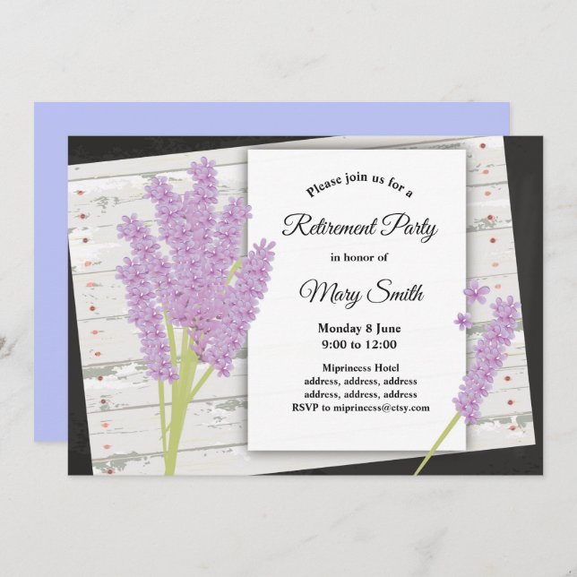 lavender, purple, housewarming invitation (Front/Back)