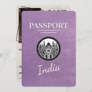 Lavender Purple India Passport Save The Date
