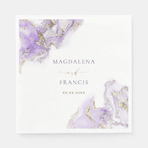 lavender purple ink marble wedding  napkin