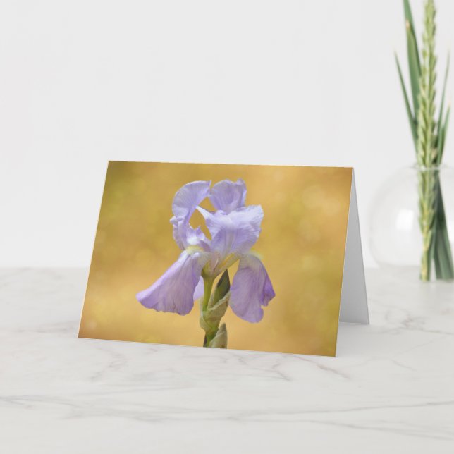 Lavender Purple Iris Flower Art Note Card (Front)