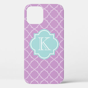 Lavender purple lattice pattern iPhone 12 cover