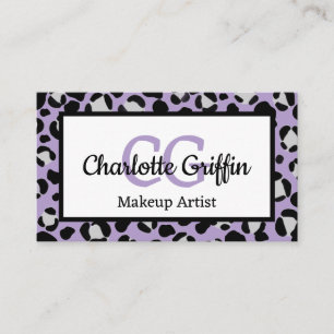 Lavender Purple Leopard Print Lash & Makeup Artist Business Card