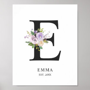 Lavender Purple Letter 'E' Nursery Name Wall Art