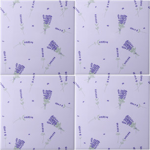 Lavender Purple Lilac Floral Botanical Ceramic Tile