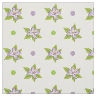Lavender purple lily and polka dots cute floral fabric
