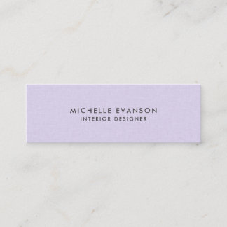 Lavender Purple Linen Minimalist Professional Mini Business Card