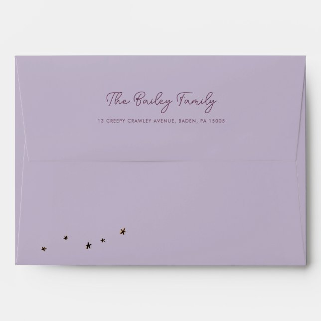 Lavender Purple Little Boo Halloween Baby Shower Envelope (Back (Top Flap))