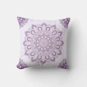 Lavender Purple Mandala Pattern Decorative Cushion