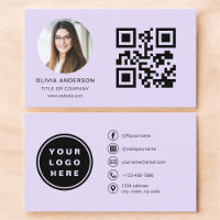 Lavender Purple Minimalist Photo with QR Code