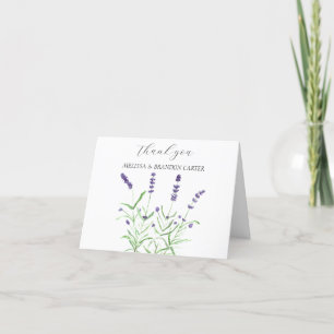 Lavender Purple Modern Floral Wedding Thank you  Card