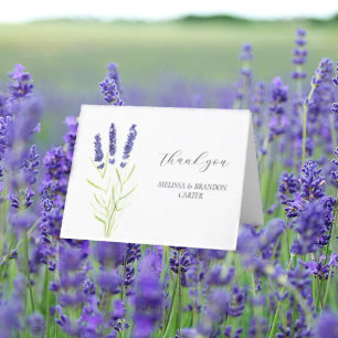 Lavender Purple Modern Floral Wedding Thank you  Card