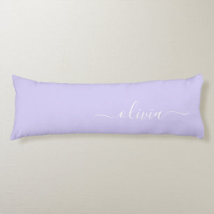 Lavender Purple Modern Script Girly Monogram Name Body Cushion