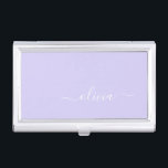 Lavender Purple Modern Script Girly Monogram Name Business Card Holder<br><div class="desc">Lavender Purple Simple Script Monogram Name Business Card Holder. This makes the perfect sweet 16 birthday,  wedding,  bridal shower,  anniversary,  baby shower or bachelorette party gift for someone that loves glam luxury and chic styles.</div>