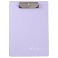 Lavender Purple Modern Script Girly Monogram Name