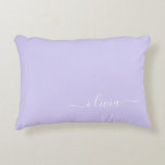 Lavender Purple Modern Script Girly Monogram Name Decorative Cushion<br><div class="desc">Lavender Purple Script Monogram Name and Initial Pillow. The pillow makes the perfect sweet 16 birthday,  wedding,  bridal shower,  baby shower or bachelorette party gift for someone decorating her room in rose gold.</div>