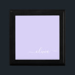 Lavender Purple Modern Script Girly Monogram Name Gift Box<br><div class="desc">Lavender Purple Simple script Monogram Name Jewellery Keepsake Box. This makes the perfect graduation,  birthday,  wedding,  bridal shower,  anniversary,  baby shower or bachelorette party gift for someone that loves glam luxury and chic styles.</div>