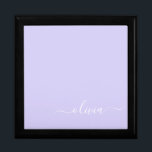 Lavender Purple Modern Script Girly Monogram Name Gift Box<br><div class="desc">Lavender Purple Simple script Monogram Name Jewellery Keepsake Box. This makes the perfect graduation,  birthday,  wedding,  bridal shower,  anniversary,  baby shower or bachelorette party gift for someone that loves glam luxury and chic styles.</div>