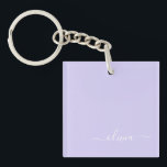 Lavender Purple Modern Script Girly Monogram Name Key Ring<br><div class="desc">Lavender Purple Simple Script Monogram Name Keychain. This makes the perfect sweet 16 birthday,  wedding,  bridal shower,  anniversary,  baby shower or bachelorette party gift for someone that loves glam luxury and chic styles.</div>