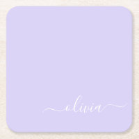 Lavender Purple Modern Script Girly Monogram Name