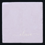 Lavender Purple Modern Script Girly Monogram Name Stone Coaster<br><div class="desc">Lavender Purple Simple Script Monogram Name Stone Tile. This makes the perfect graduation,  sweet 16 birthday,  wedding,  bridal shower,  anniversary,  baby shower or bachelorette party gift for someone that loves glam luxury and chic styles.</div>