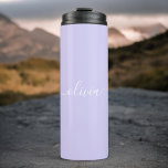 Lavender Purple Modern Script Girly Monogram Name Thermal Tumbler<br><div class="desc">Lavender Purple Simple Script Monogram Name Drink Tumbler. This makes the perfect sweet 16 birthday,  wedding,  bridal shower,  anniversary,  baby shower or bachelorette party gift for someone that loves glam luxury and chic styles.</div>