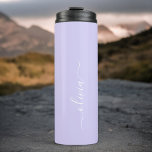 Lavender Purple Modern Script Girly Monogram Name Thermal Tumbler<br><div class="desc">Lavender Purple Monogram Name Drink Tumbler. This makes the perfect sweet 16 birthday,  wedding,  bridal shower,  anniversary,  baby shower or bachelorette party gift for someone that loves glam luxury and chic styles.</div>