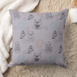 Lavender Purple Night Owls Cushion