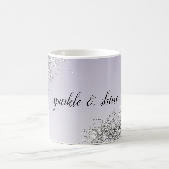 Lavender Purple Ombre Silver Glitter Sparkle Coffee Mug (Center)