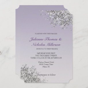 Lavender Purple Ombre Silver Glitter Sparkle Invitation