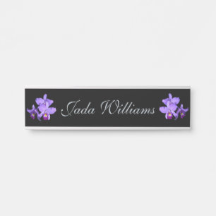 Lavender Purple Orchids Hanging Wall Nameplate