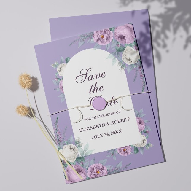 Lavender Purple Peonies Save The Date Card (Creator Uploaded)