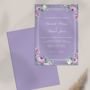 Lavender Purple Peonies Wedding Invitation