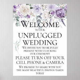 Lavender Purple Peonies White Roses Wedding Poster
